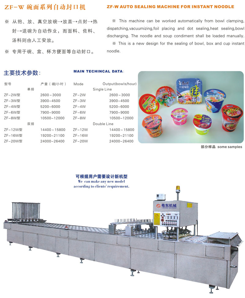 ZF-W碗面系列自动封口机