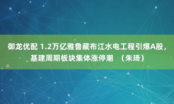 御龙优配 1.2万亿雅鲁藏布江水电工程引爆A股，基建周期板块集体涨停潮  （朱琦）